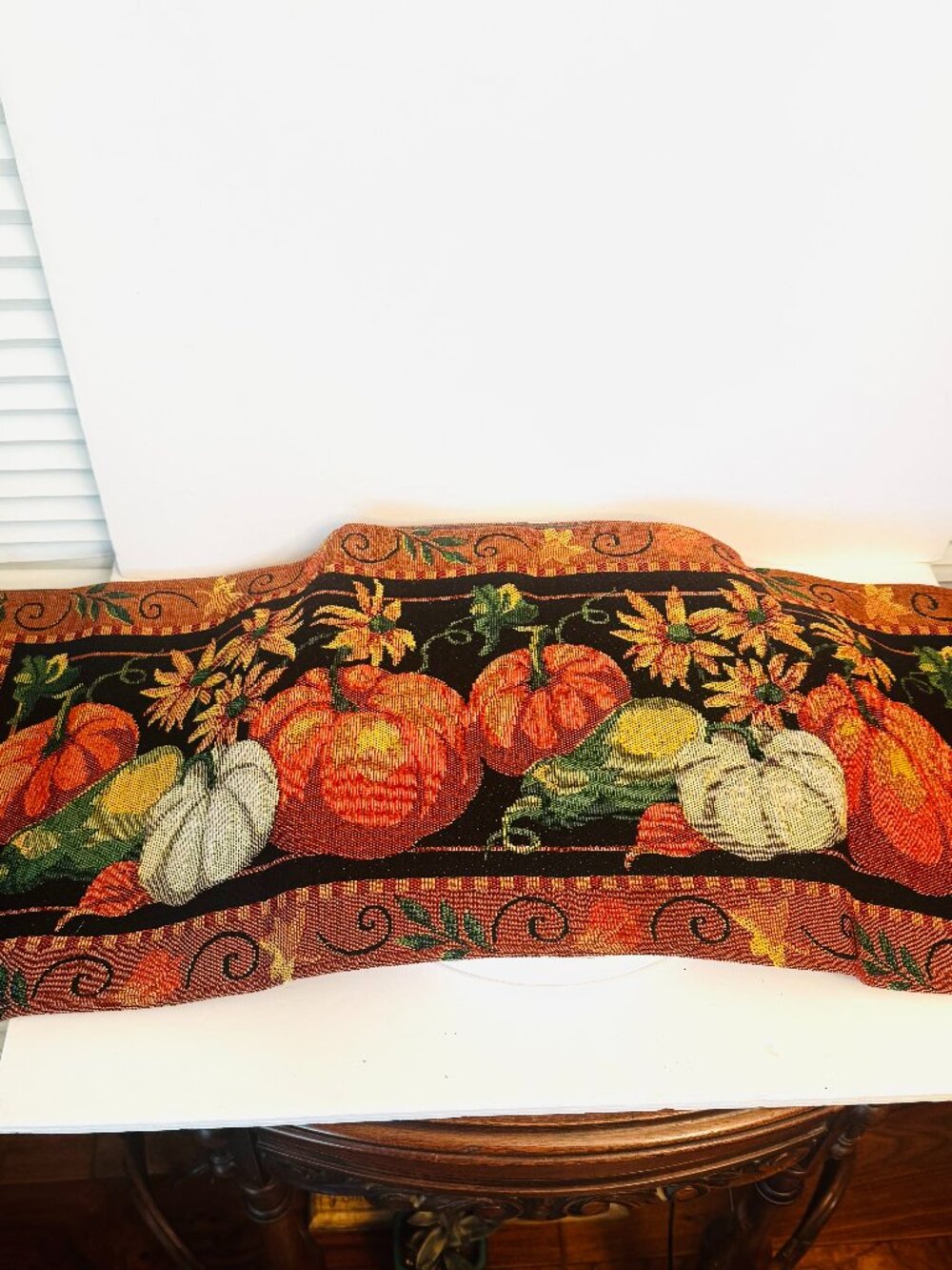 Pumpkin Sunflowers 70x14" Tapestry Table Runner Thanksgiving Fall Autumn